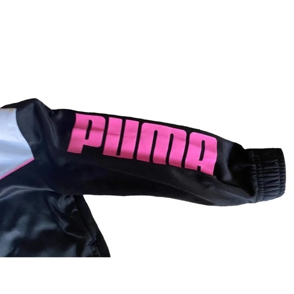 Puma Jacket Toddler Size 2T Athletic Zip Up Logo Long Sleeve Weight Pink Black - Picture 6 of 8